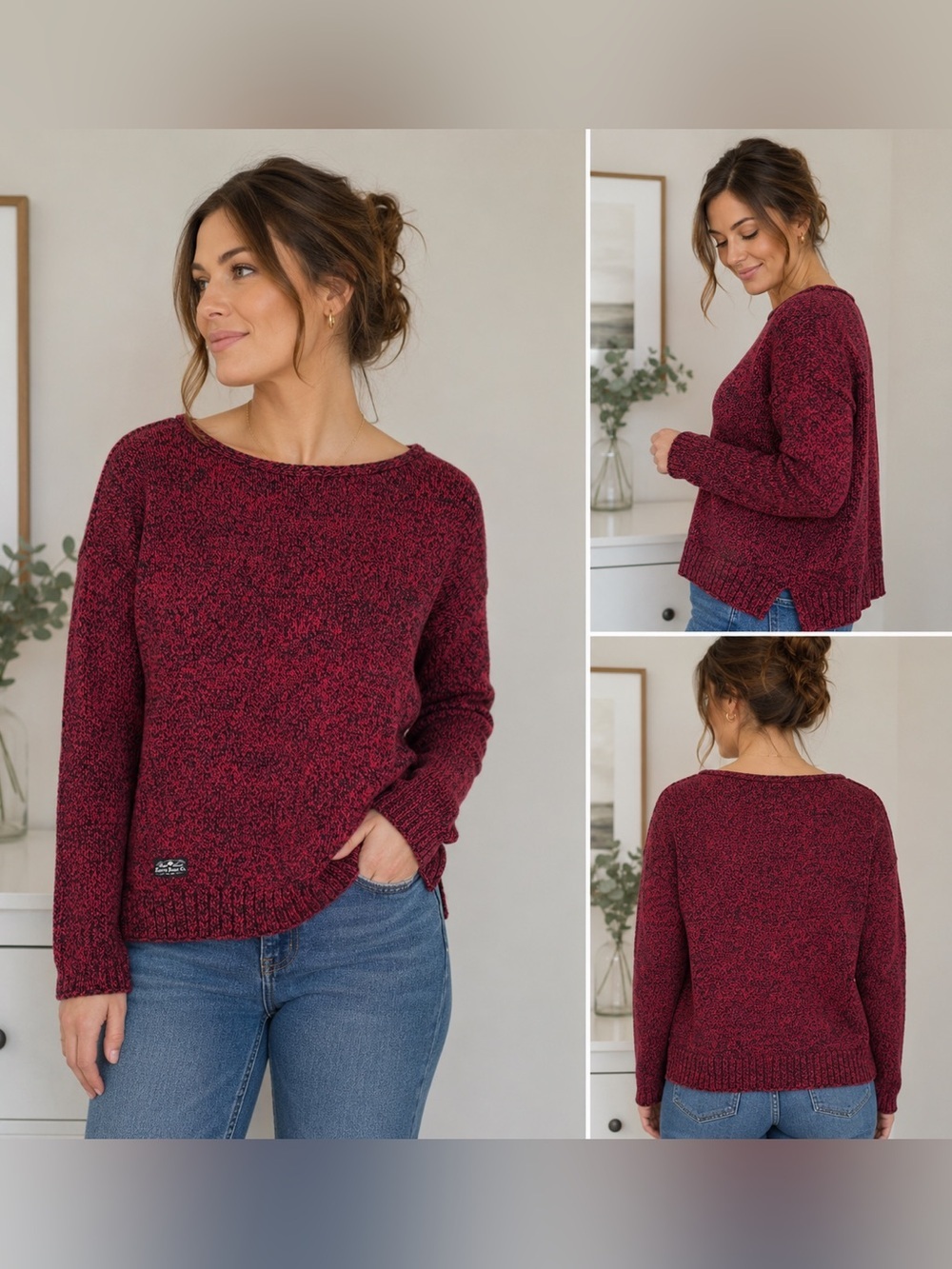 Lauren Ralph Lauren Burgundy Marled Scoopneck Sweater size XS